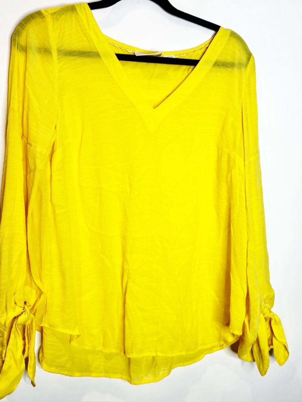 Maeve | Yellow Knotted Sleeve Top - Picture 3 of 5